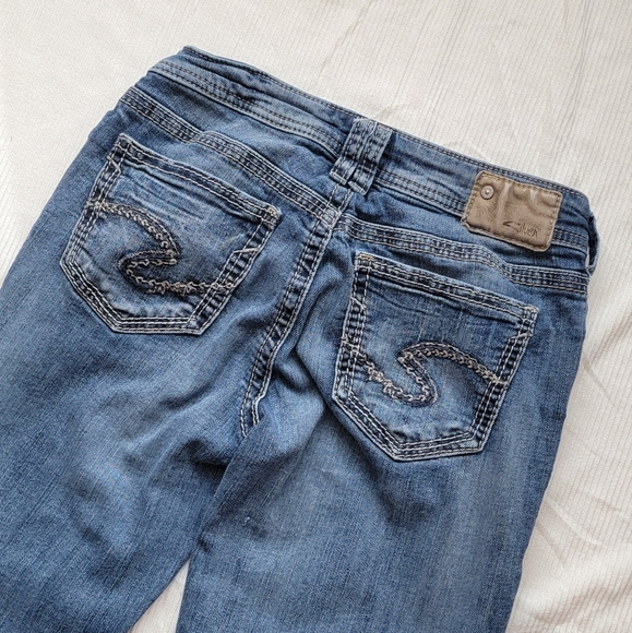 Silver Aiko Mid Flare Jeans Western Glove Works W26/L32 Super Stretch - Picture 7 of 9